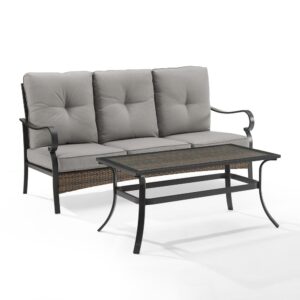 The Dahlia 2pc Sofa Set charms with traditional elements like curved arms and x-back seating. Constructed of powder-coated steel