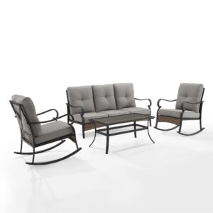 The Dahlia 4pc Sofa Set charms with traditional elements like curved arms and x-back seating. Constructed of powder-coated steel
