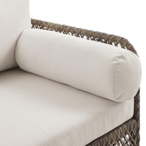cushioned bench seat and unique bolster throw pillows