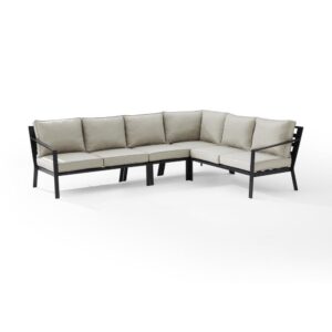 Create a comfortable lounge under the stars with the Clark 4pc Patio Sectional Set. Durable and modern