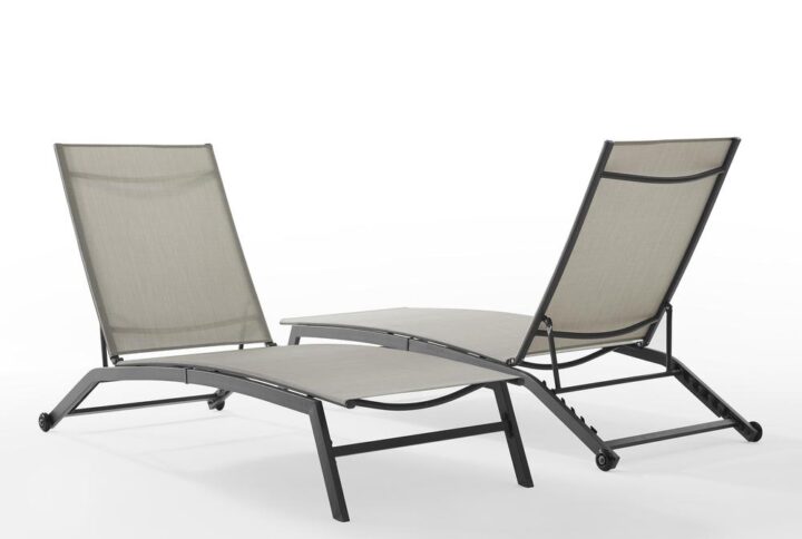 Relax and soak up some sun on the Weaver 2pc Sling Chaise Lounge Set. With sturdy
