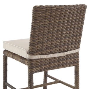 Host a dinner party under the stars with the Bradenton 7pc Outdoor Dining Set. The six dining chairs and large rectangular table feature steel frames wrapped in all-weather wicker