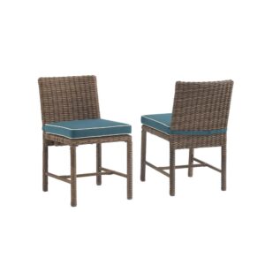 Pull up a chair and dine in the great outdoors with the Bradenton 2pc Outdoor Dining Chair Set. With sturdy steel frames wrapped in beautiful all-weather wicker