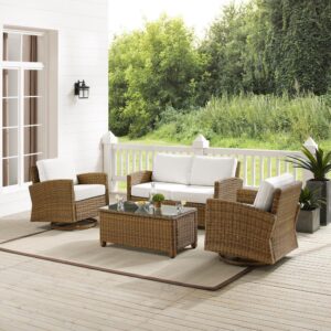 the Bradenton 4pc Conversation Set fits the bill. Each piece of the set features sturdy steel frames wrapped in beautiful all-weather wicker