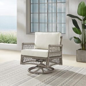 Create the look of an island retreat with the Thatcher Swivel Rocker. Featuring a sturdy steel frame wrapped in beautiful resin wicker
