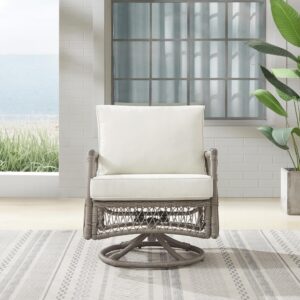 this patio chair features a high-quality rocking and swivel base for smooth