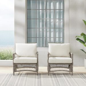 these outdoor chairs will add comfort and style to your porch or patio. Cozy up in the deep seating of the chairs which feature thick
