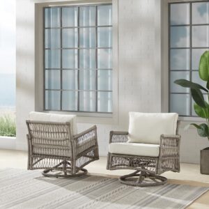 Create the look of an island retreat with the Thatcher 2pc Outdoor Rocking Chair Set. Featuring sturdy steel frames wrapped in beautiful resin wicker