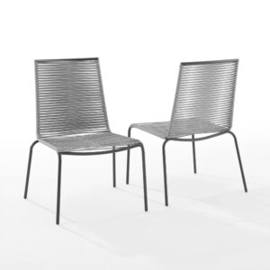 High-quality materials and a modern look take the simplicity of the Fenton 4pc Stackable Outdoor Chair Set to the next level. With flat resin wicker hand-woven to look like rope