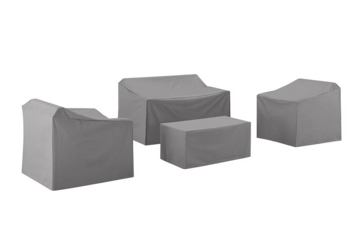 Give your outdoor conversation set shelter with this 4pc custom-fitted protective outdoor cover set. Sewn from heavy gauge