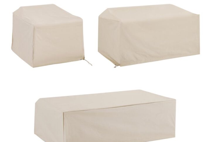 Give your outdoor conversation set shelter with this 3pc custom-fitted protective outdoor cover set. Sewn from heavy gauge