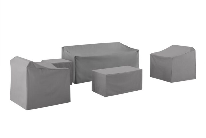Give your outdoor conversation set shelter with this 5pc custom-fitted protective outdoor cover set. Sewn from heavy gauge
