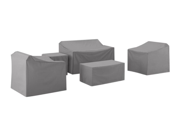Give your outdoor conversation set shelter with this 5pc custom-fitted protective outdoor cover set. Sewn from heavy gauge