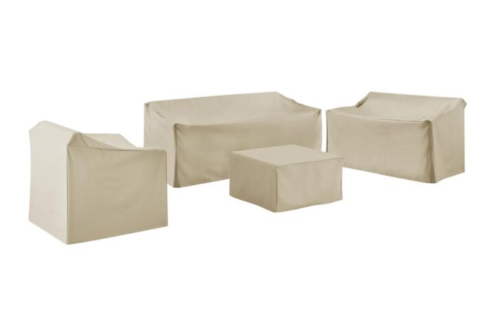 Give your outdoor sectional set shelter with this 4pc custom-fitted protective outdoor cover set. Sewn from heavy gauge