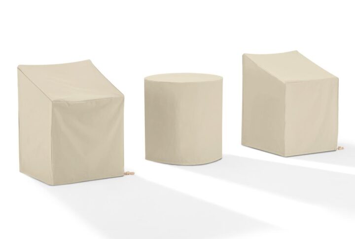 Give shelter to your patio furniture set with this 3pc universal protective outdoor cover set. Sewn from heavy gauge