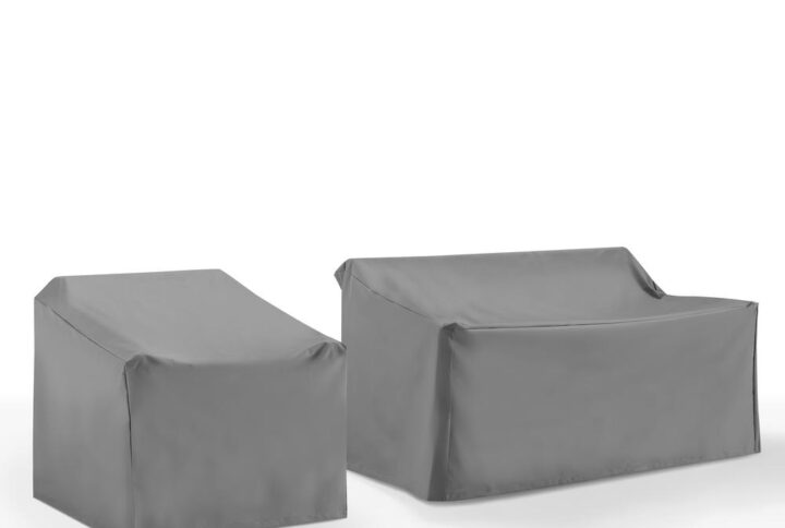 Give shelter to your outdoor patio furniture with this 2pc universal protective outdoor cover set. Sewn from heavy gauge