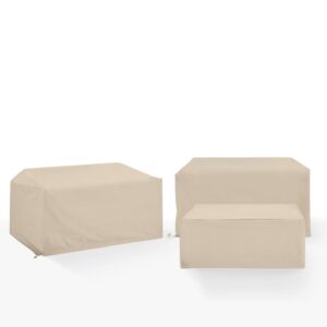Give shelter to your outdoor patio furniture with this 3pc universal protective outdoor cover set. Sewn from heavy gauge