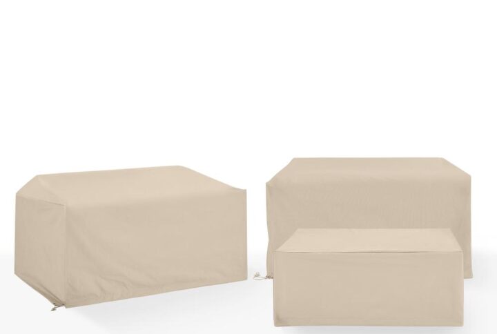 Give shelter to your outdoor patio furniture with this 3pc universal protective outdoor cover set. Sewn from heavy gauge