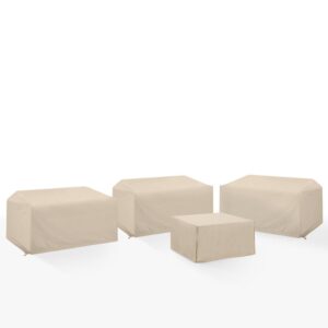 Give shelter to your patio furniture with this 4pc universal protective outdoor cover set. Sewn from heavy gauge