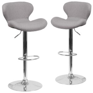 This designer chair will make an attractive statement in the home. This stool stands out with stylish line stitching throughout the upholstery. The height adjustable swivel seat adjusts from counter to bar height with the handle located below the seat. The chrome footrest supports your feet while also providing a contemporary chic design. To help protect your floors