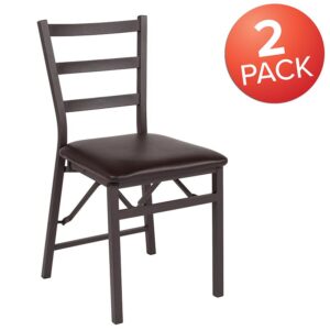 Brown Folding Ladder Back Metal Chair makes it easy to have extra seating on hand while providing aesthetically quality chairs to your dinner party. A ladder back chair is the most popular style of choice