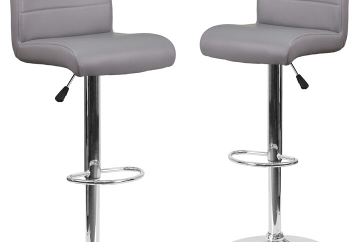 This sleek dual purpose stool easily adjusts from counter to bar height. This stylish stool provides added comfort with the waterfall front seat