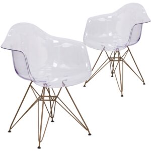 Add charm and presence with this aesthetically pleasing chair. The gentle curves provide style and comfort. The transparency of the chair allows it to take up less space visually as with a solid chair. The versatility of this chair will have you in the office negotiating deals to in the home enjoying time with family. No matter the use