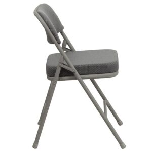 clients or parishioners pay more attention to you than the clock with these ultra-comfortable folding chairs. Folding chairs are a practical choice for social activities and everyday use in the home due to their compact storage capabilities. These metal folding chairs are commercial grade to withstand heavy and daily usage in any industry. Take your regular group meetings outdoors instead of staying in a stuffy room or host beautiful outdoor events with the arrangement of these padded folding chairs. While suitable for outdoor use store indoors to protect the frame from extreme moisture. Its 18-gauge triple braced curved steel frame supports up to 300 pounds while the non-marring floor glides protect your flooring from scuffs and scrapes. The uses are endless with multi-purpose chairs to fulfill your seating needs for your business or home. With nothing to assemble these chairs come ready to service your needs.