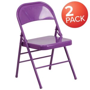 Spice things up with this vibrantly colored folding chair that will add so much personality to any room! These cool looking chairs can be used in the home