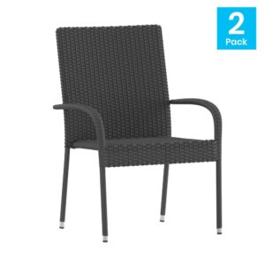 or some precious quiet time with this set of 2 wicker patio chairs. A comfortably curved back gives extra support for lounging while the integrated armrests relieve tension from the neck and shoulders to help you unwind from your busy lifestyle. Constructed from premium fade and weather-resistant materials