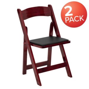 Create a memorable event with this stunning Mahogany Folding Chair with Vinyl Padded Seat. The chair is constructed of Beechwood that is finished in a clear lacquer varnish. The vinyl padded seat is detachable for easy replacement in heavy use venues. With an easy to clean surface