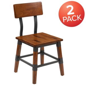on-trend industrial look when furnishing your establishment with this set of 2 richly hued wood dining chairs. The marriage of wood and metal blends seamlessly giving this wooden dining chair an up to date appearance that will make an attractive addition to your restaurant