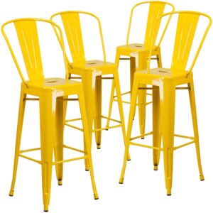 Completely transform your living or restaurant space with this vintage style barstool. Adding colorful chairs can rev up any setting. The versatility of this chair easily conforms in different environments. The frame is designed for all-weather use making it a great option for indoor and outdoor settings. For longevity