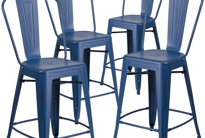 Completely transform your living or restaurant space with this distressed stool. Adding colorful chairs can rev up any setting. The versatility of this chair easily conforms in different environments. The legs have protective rubber feet that prevent damage to flooring. So whether you're using this stool for your kitchen