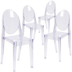Create a beautiful and artistic statement with the Victoria Inspired Ghost Chair. This chair will lighten up any room and provide a grand statement. The transparency of the chair allows it to take up less space visually as with a solid chair. The versatility of this chair makes it look great in any contemporary indoor setting
