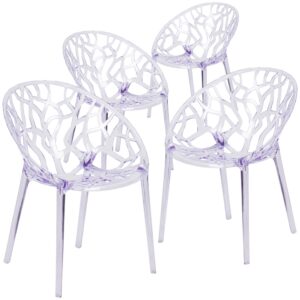 Create a beautiful and artistic statement with this transparent accent chair. With its intricate cut-out design and modern shape