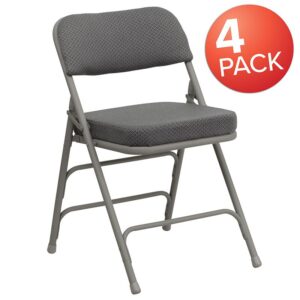 Enjoy a convenient seating solution for your next party or event with a set of four metal folding chairs. The sturdy design features double hinges on each side