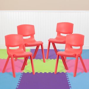 Furnish your classroom with safe seating for young students. No metal pieces makes these stack chairs ideal around energetic kids in elementary and middle school grades. Be prepared for additional kids hanging around the home in the living room or kids room by having stackable seating handy. The stackable plastic chairs are ideal for extra seating to keep around the home and stack away when no longer needed. Low in maintenance