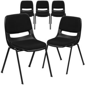 We consider this student stack chair to be the premier stack chair - essential for every school and classroom setting. This ergonomic stack chair provides a comfort-formed back and contoured waterfall padded seat set upon a durable metal frame. With the ability to quickly store the chairs