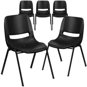 We consider this student stack chair to be the premier stack chair - essential for every school and classroom setting. This ergonomic stack chair provides a comfort-formed back and contoured waterfall seat set upon a durable metal frame. This versatile chair is ideal for both indoor and outdoor settings. With the ability to quickly store the chairs