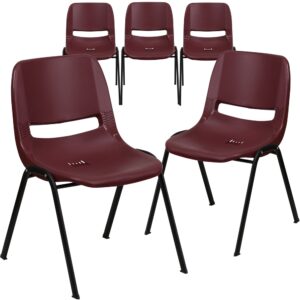 We consider this student stack chair to be the premier stack chair - essential for every school and classroom setting. This ergonomic stack chair provides a comfort-formed back and contoured waterfall seat set upon a durable metal frame. This versatile chair is ideal for both indoor and outdoor settings. With the ability to quickly store the chairs