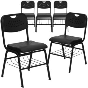 This is the perfect chair for high school students to adult educational classroom settings. This chair also is great in the home for studying. The book rack allows for easy transformation into the classroom or training room setting. The contoured seat with waterfall front will give you complete comfort and lasting durability.
