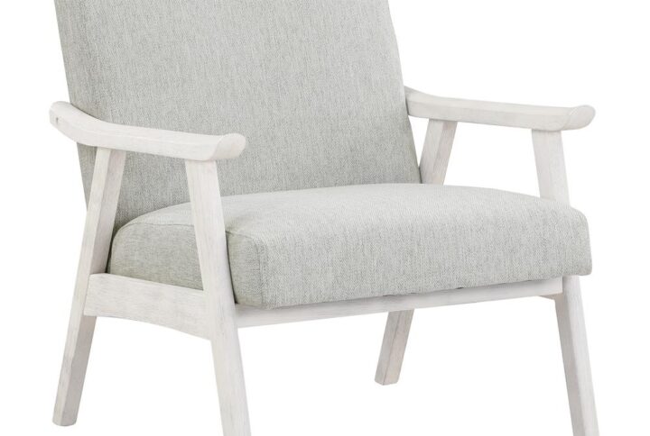 Weldon Armchair in Smoke Fabric with Antique White Finished Frame