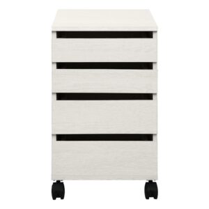 This 4-drawer mobile pedestal features easy to access and functional drawer storage.  Featured in 3 stylish finishes