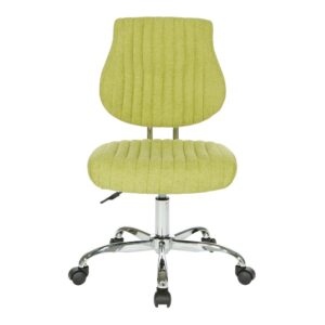 the Sunnydale office chair delivers warmth and style to your home office.  Plush channel tufted seat and back with built in lumbar support is as pretty as it is comfortable. The pneumatic height adjustment and 360º rotation allow for flexibility of use in your work space. Durable chrome base adds a lovely sheen