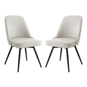 Penton Swivel Chair 2-Pack in Cream Faux Leather with Black Legs