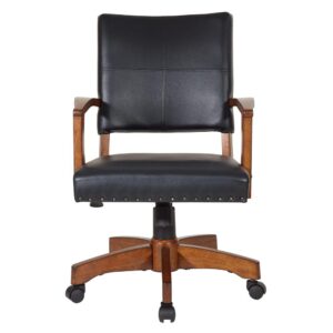 the Deluxe Wood Bankers Chair from OSP Home Furnishings™ is ideal for working from home. This classic wood chair’s comfortable design includes a padded seat and back supported by a wood-covered steel base.