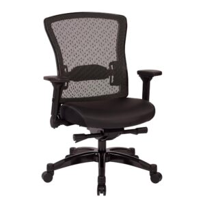 Executive Bonded Leather Back Chair with Bonded Leather Memory Foam Seat and Silver Finish Flip Arms