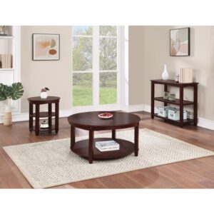 Lane Round Coffee Table with Lower Shelf in Espresso Finish