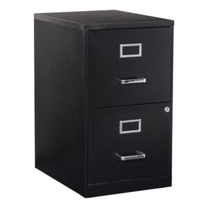 Keep files organized and your office working at peak performance with our locking metal file cabinet. Available in several colors to match any workspace. Deep full sided drawers glide smoothly keeping files at your fingertips and locking lower drawer offers storage for important documents or valuables. Ships fully assembled.